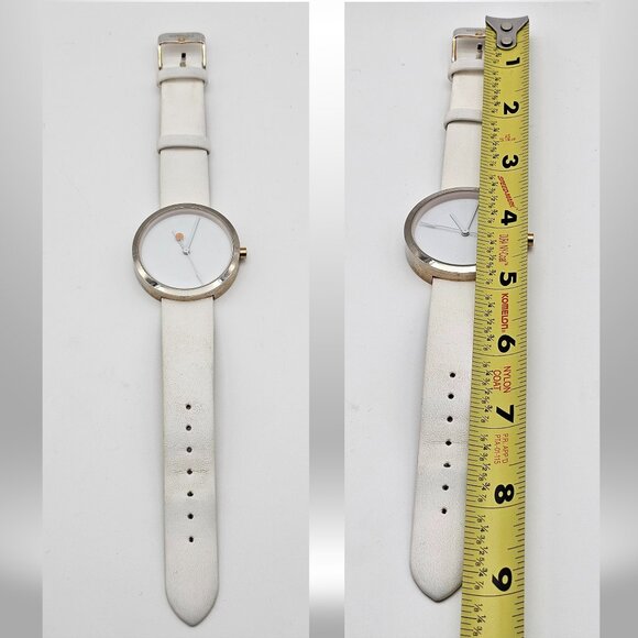 CRRJU Unisex Minimalist Watch – White Leather Band, Silver Bezel, New Battery - Picture 8 of 9